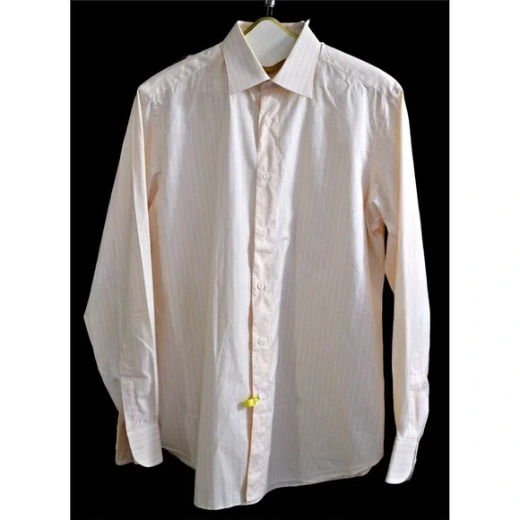 Men's Burini luxury button down shirt 15 1/2 39 made in Italy pale salmon